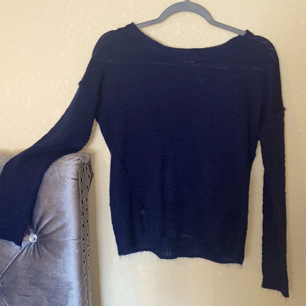 Navy Blue Long Sleeve Sweater